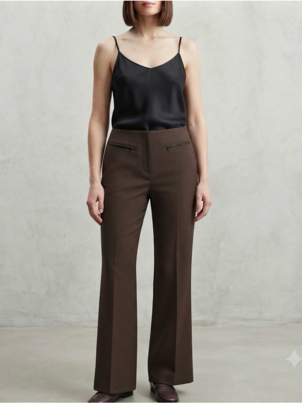 🔴 Tailored Brown High-Rise Wide-Leg Pants- Size 16
